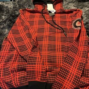 Red and Black Plaid Hoodie